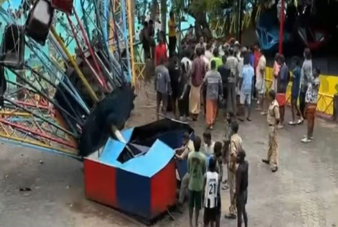 തിരുവനന്തപുരം അമ്യൂസ്മെന്റ് പാർക്കിൽ റൈഡ് പൊട്ടിവീണ് അഞ്ചുപേർക്ക് പരിക്ക് Happyland Amusement Park Ride Accident