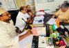KP Noushad Ali discusses the Ponnani Foot Overbridge design change with NHAI officials, accompanied by Muhammed Rashid Hudavi and A.M. Samad.