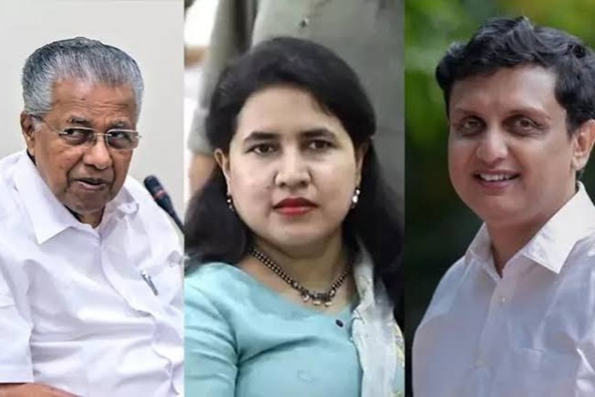 Pinarayi vijayan, veena and riyaz Pinarayi vijayan, veena and riyaz