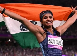 നേട്ടവുമായി ഇന്ത്യ; ഏഷ്യൻ ഗെയിംസിൽ മലയാളി താരം ആൻസി സോജന് വെള്ളി ancy sojan